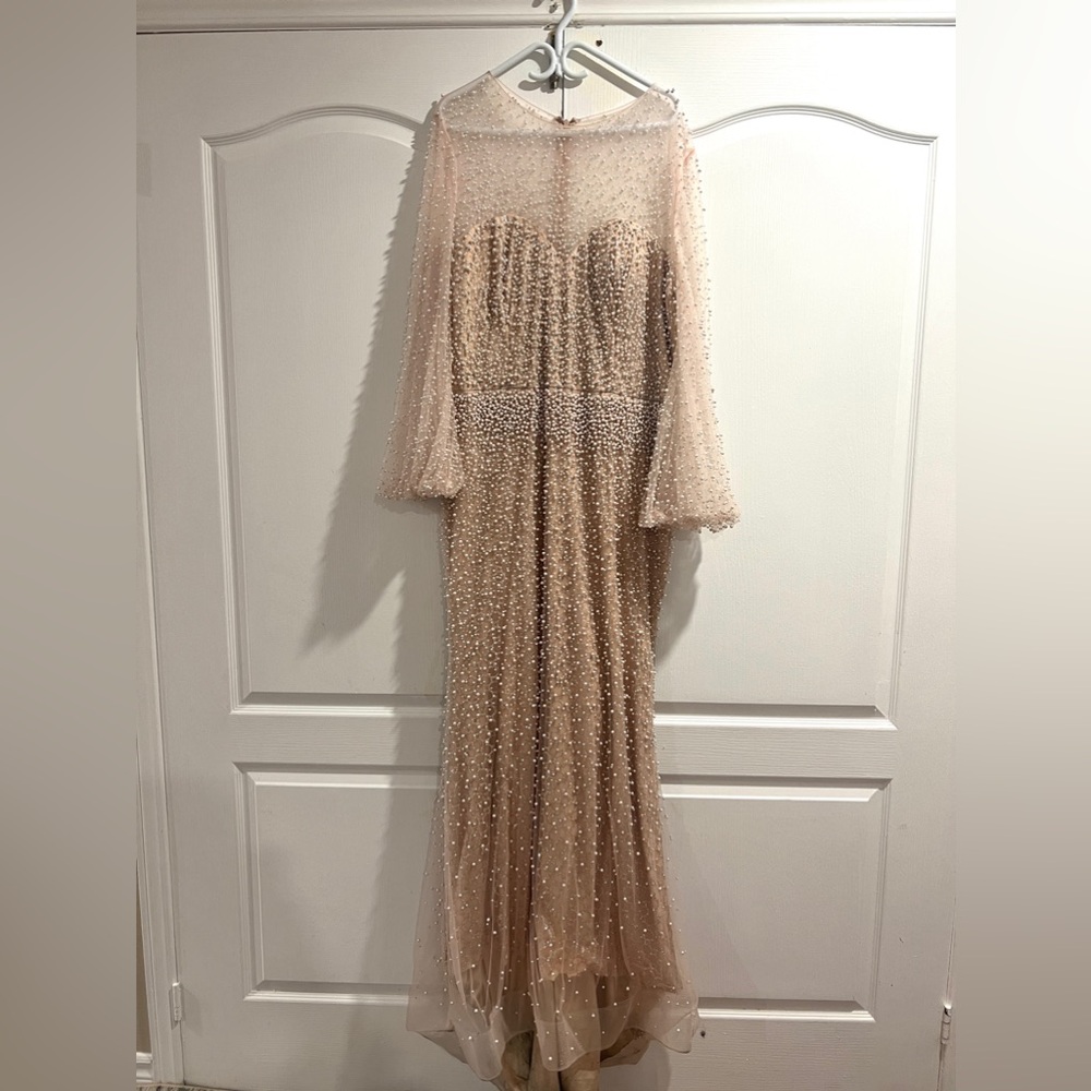 Mother of the bride pearled, laced and beaded dress